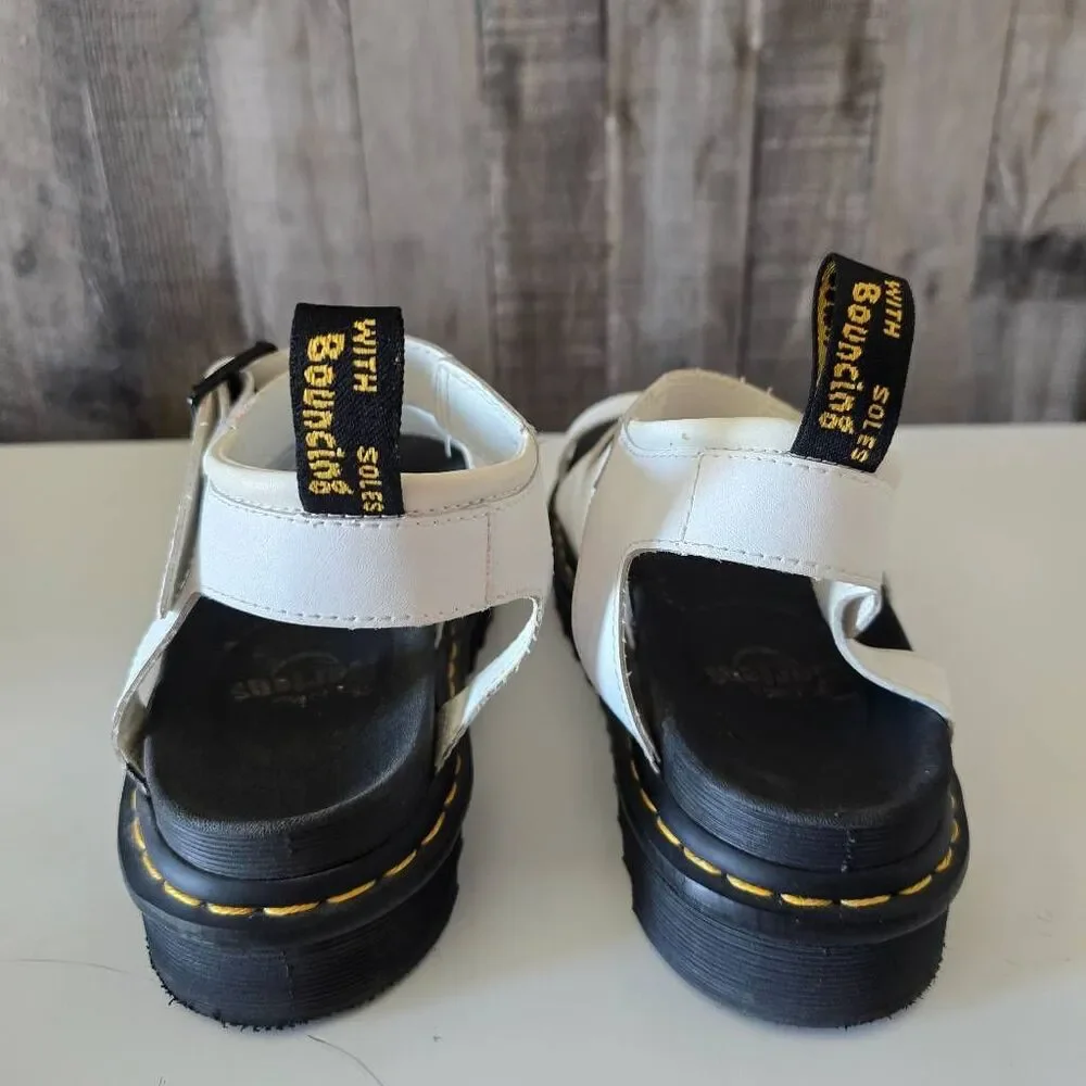 Dr. Martens Nartilla Sandals 10 White Leather Platforms Strappy SH 04 X